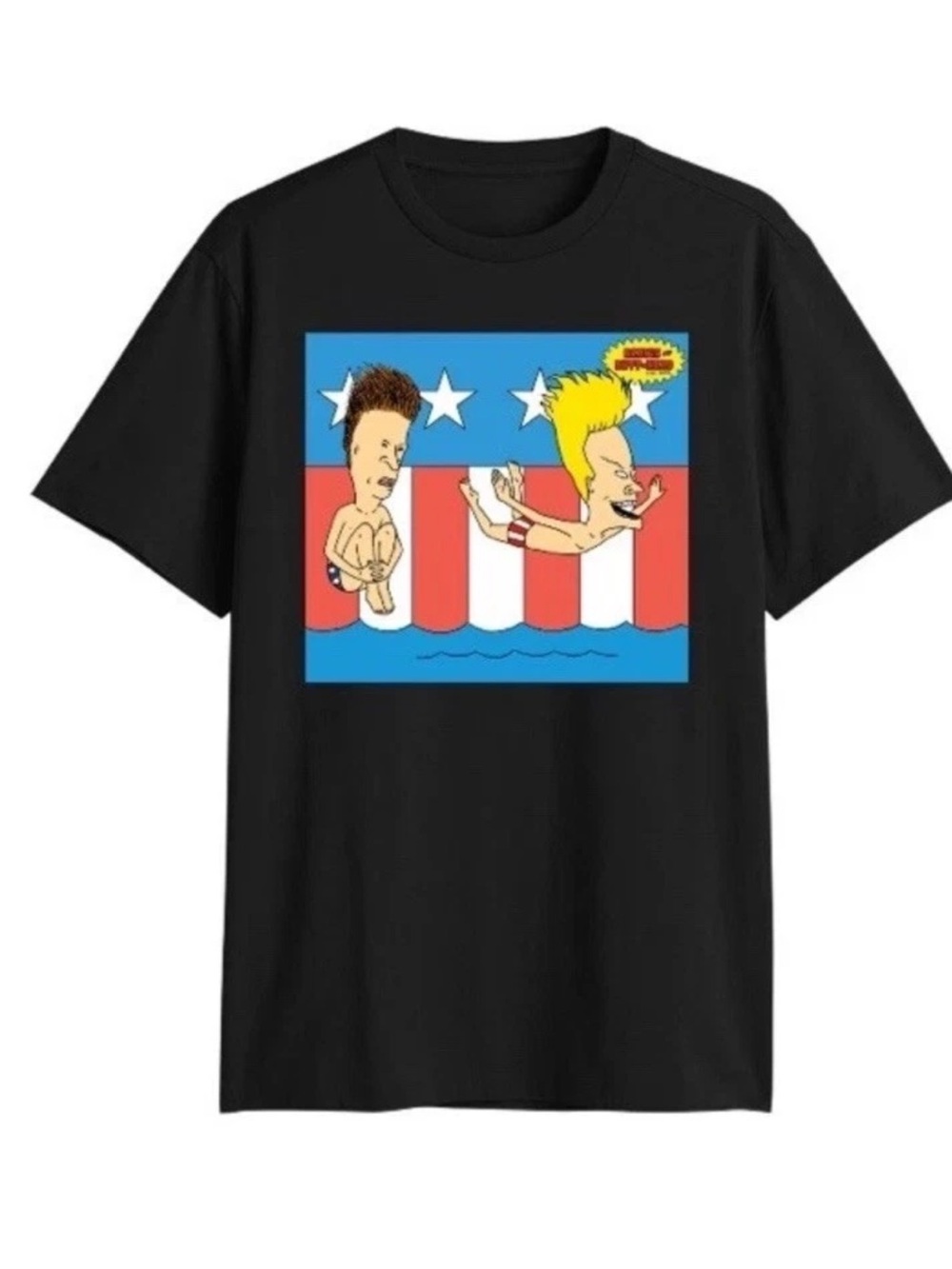 mens beavis and butt-head t-shirt L  nwot rockin patriotic blue